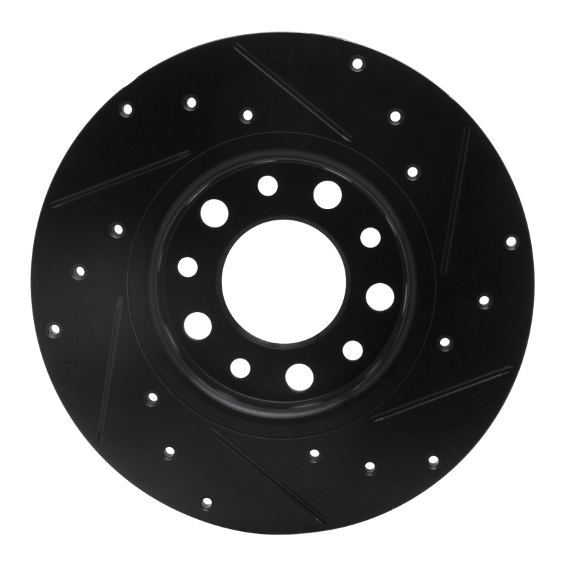 Chrysler 200 Brake Rotor (1) - Rear Left - R1 Concepts - Drilled & Slotted - Black - `14-`22